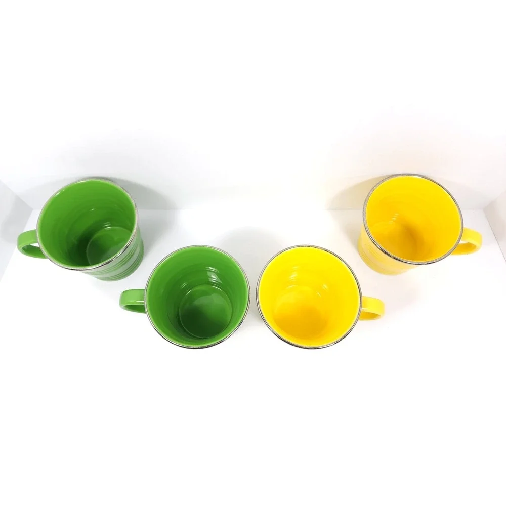 STARBUCKS 2007‎ 14 OZ Set  2-Green 2-Yellow Sand Pail Bucket Coffee Coffee Cup